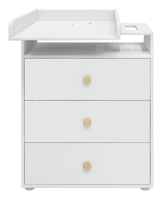 Roomie Puslebord m. 3 skuffer, Hvid/Eg - Unoliving.com