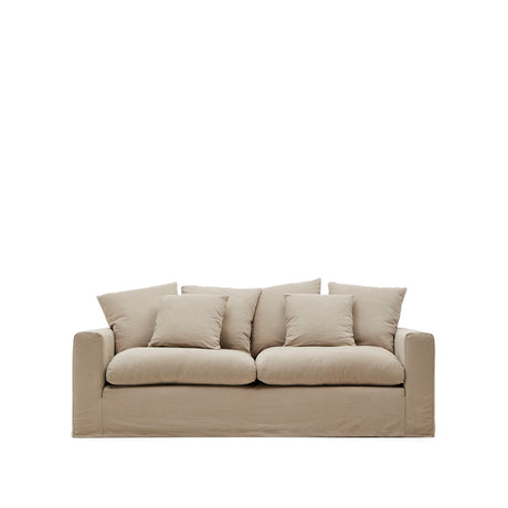 Nora 3-Personer Sofa med Betræk og Hynder, Taupe