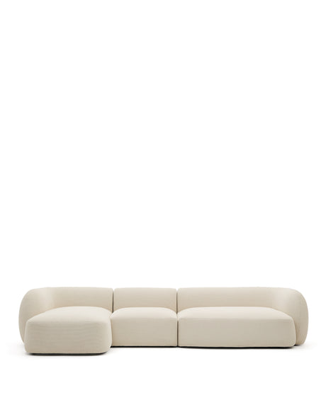 Martina Modular 4-pers. Sofa i Ecru Chenile med Venstre Chaise Longue 377 cm