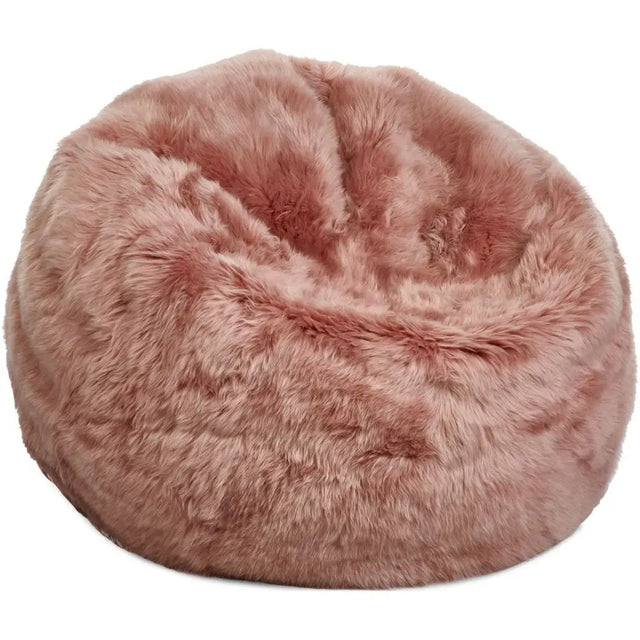 Sækkestol L, Langhåret Premium NZ lammeskind, 92x93, Rosa