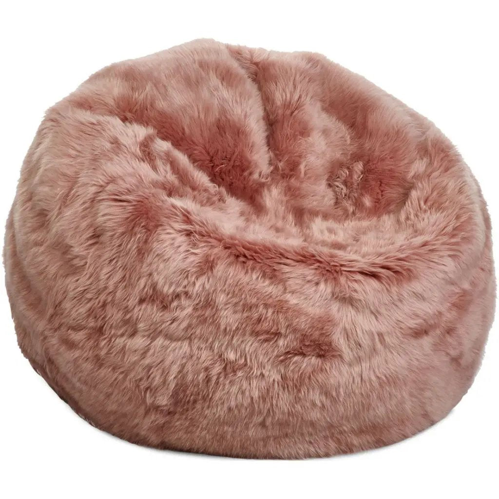 Sækkestol M, Langhåret Premium NZ lammeskind, 92x93, Rosa