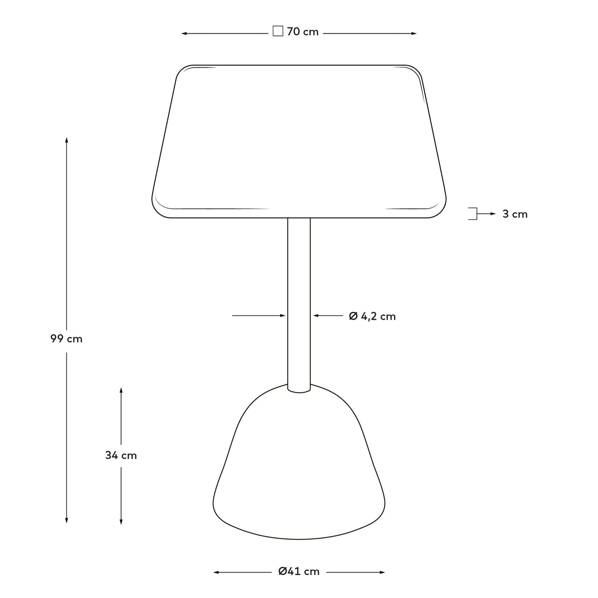 Saura Barbord 70X70 cm, Hvid/Hvid