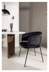 Selma Spisebordsstol, Sort, Sort velour