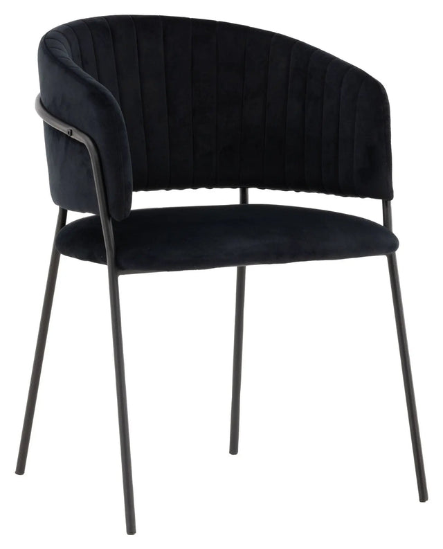 Selma Spisebordsstol, Sort, Sort velour
