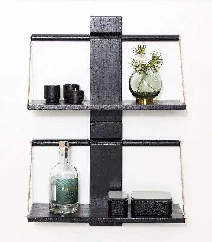 Shelf wood wall, Medium, Sort