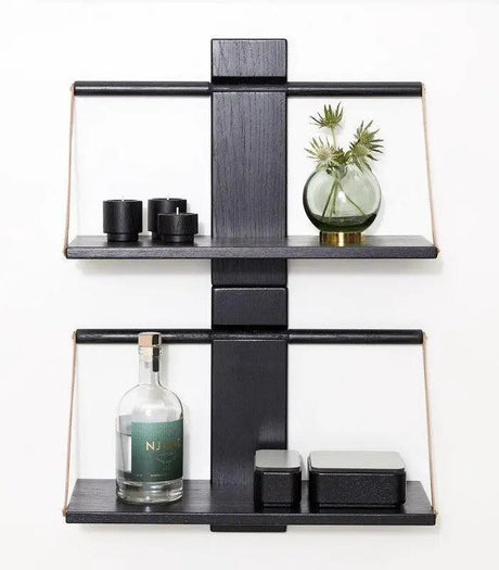 Shelf wood wall, Medium, Sort