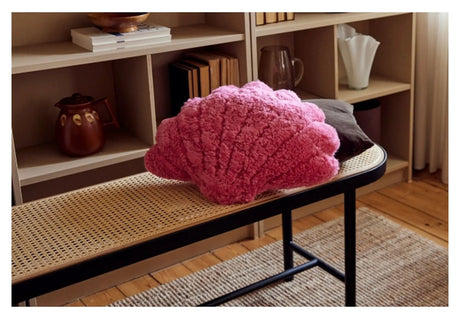 Shell Pude af NZ kort krøllet lammeskind, 42x58, Coral pink