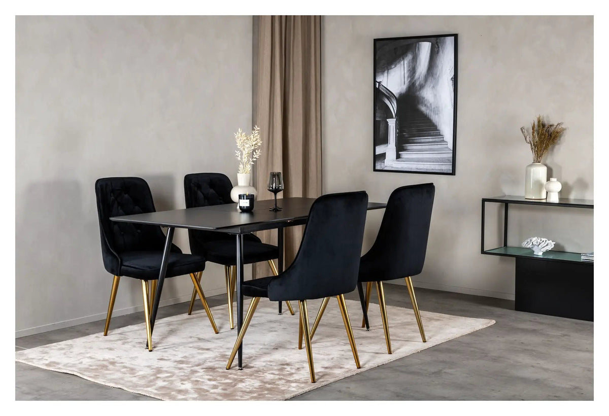 Silar Spisebord m. udtræk, sort melamin, 120x80 - Unoliving.com
