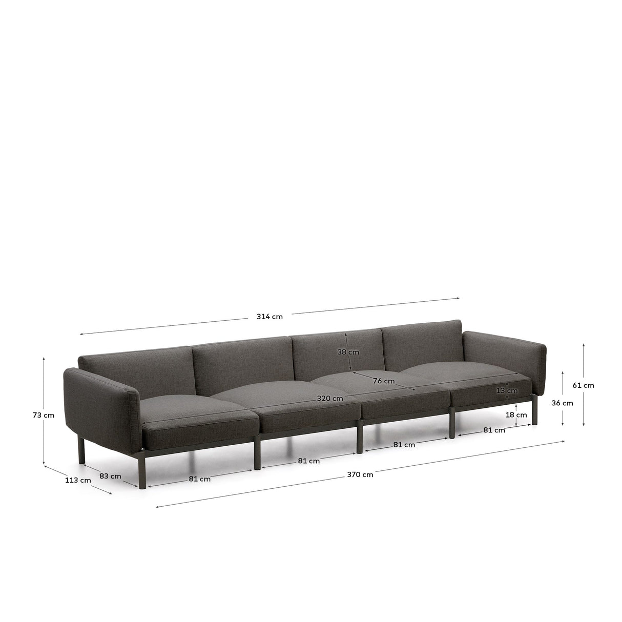 Sorells 4-Personers Modulsofa, Grå