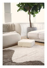 Square Puf af NZ kort krøllet lammeskind, Ivory