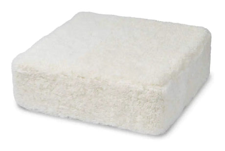 Square Puf af NZ kort krøllet lammeskind, Ivory