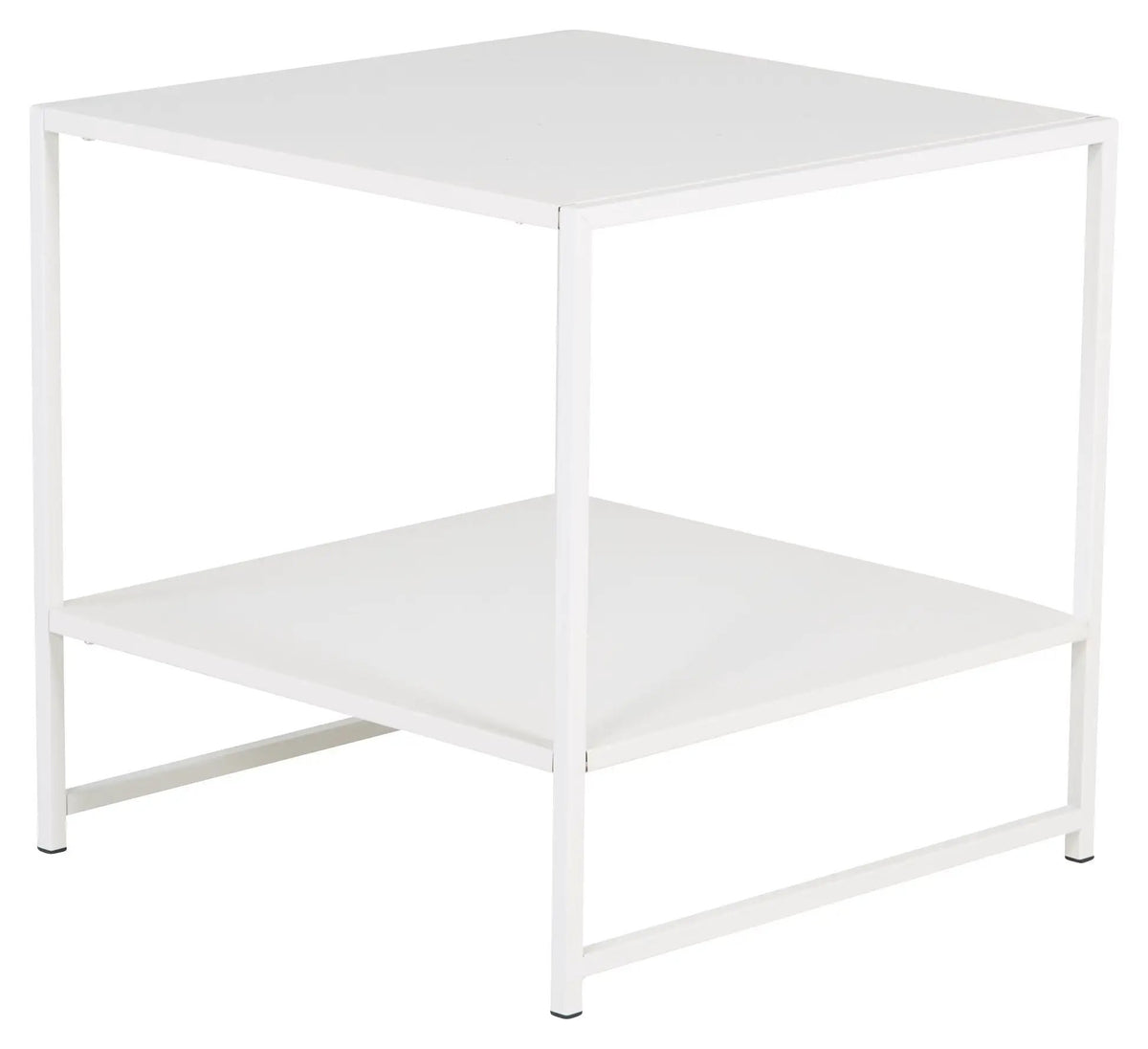 Staal, Sidebord m. hylde, Hvid metal