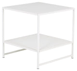 Staal, Sidebord m. hylde, Hvid metal
