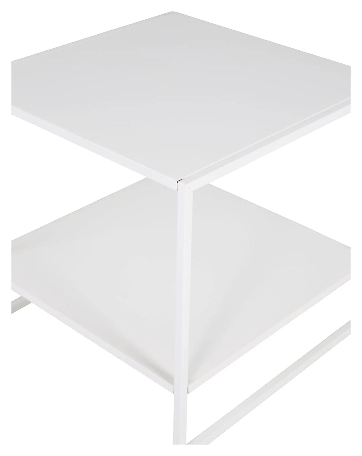 Staal, Sidebord m. hylde, Hvid metal