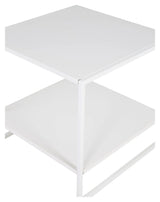 Staal, Sidebord m. hylde, Hvid metal