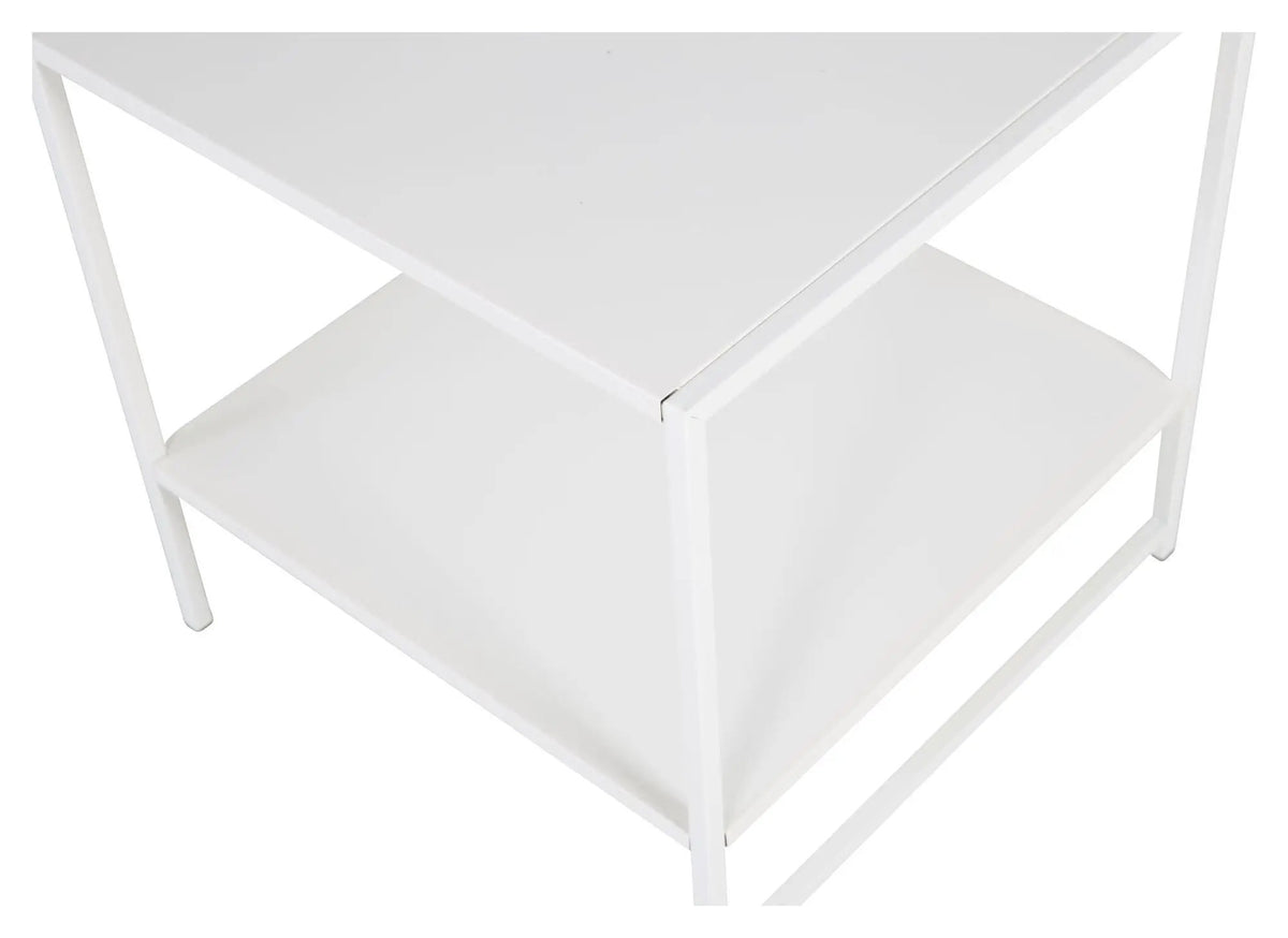Staal, Sidebord m. hylde, Hvid metal