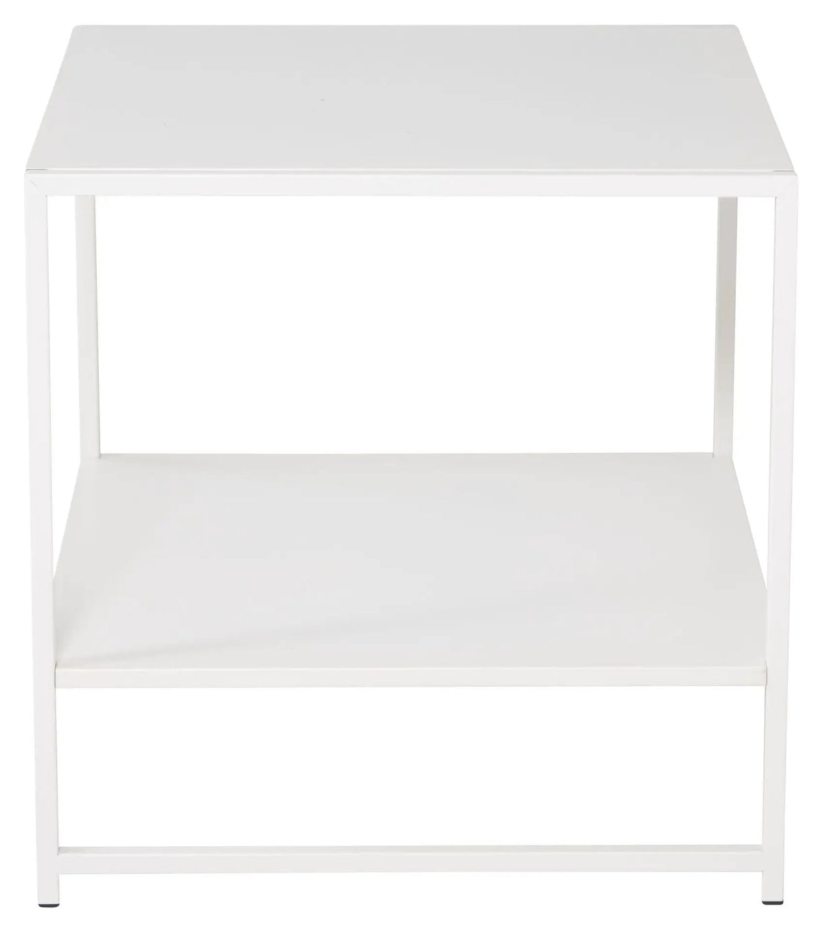 Staal, Sidebord m. hylde, Hvid metal