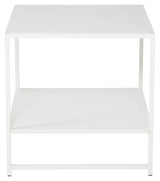Staal, Sidebord m. hylde, Hvid metal