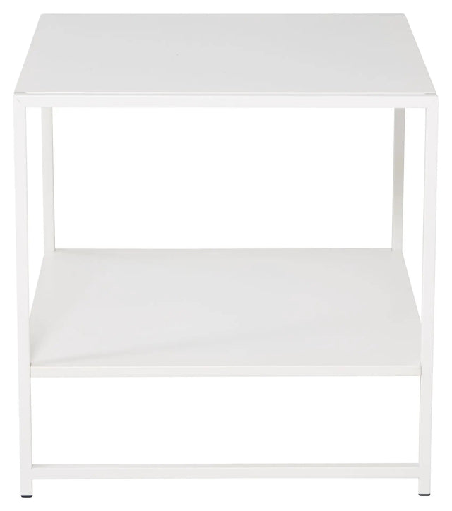 Staal, Sidebord m. hylde, Hvid metal