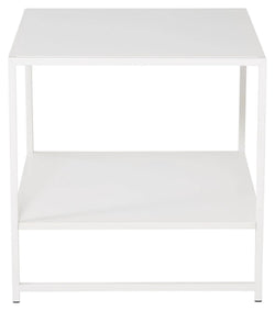Staal, Sidebord m. hylde, Hvid metal