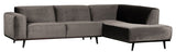 Statement Sofa m/højrevendt chaise, Taupe velour - Unoliving.com