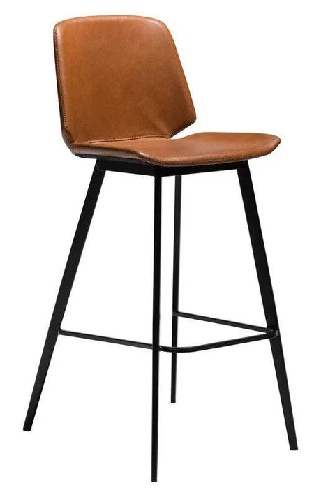 Swing Barstol, vintage lysebrun kunstlæder, sorte ben