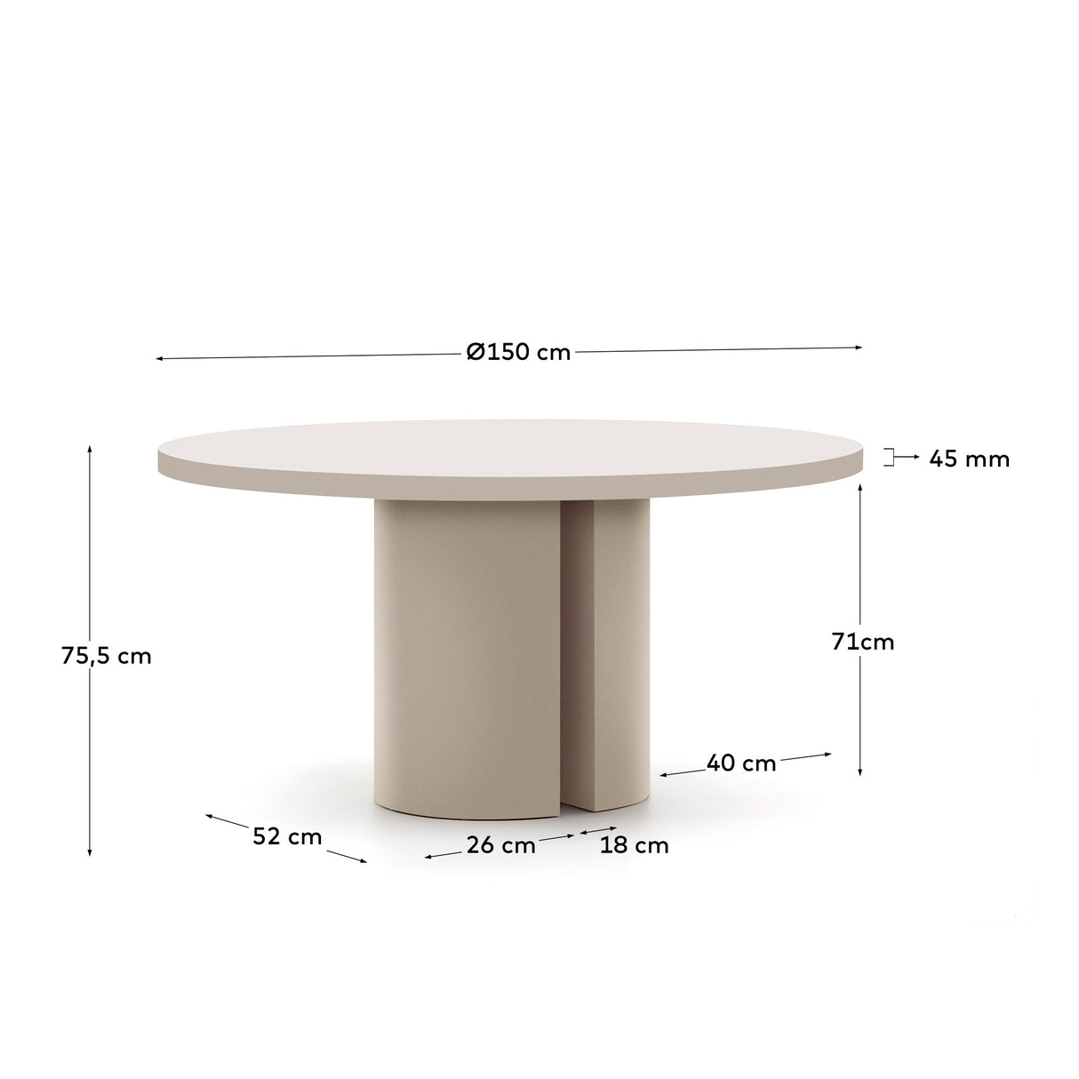 Nealy Bord Ø150 Cm, Lakeret Mdf