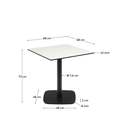 Dina Bord 68X68X73 Cm, Hvid/Sort