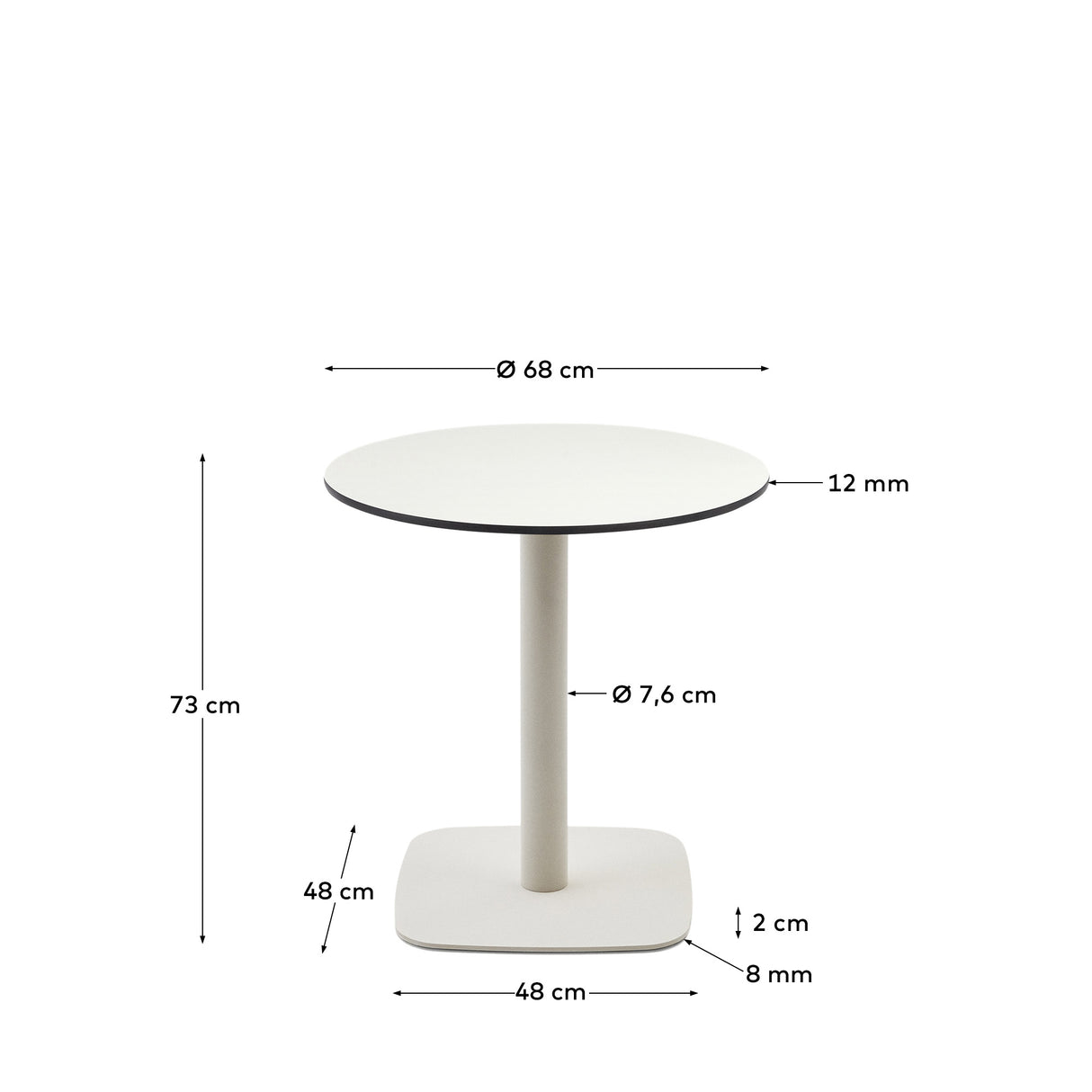 Dina Bord Ø68X73 Cm, Hvid/Hvid