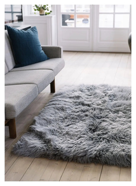 Tæppe af Premium langhåret NZ lammeskind, 120x180 - Light Grey