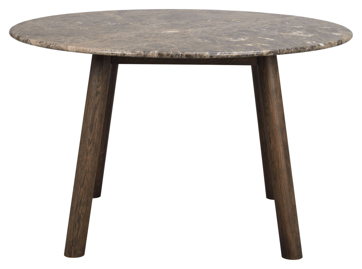 Taransay Spisebord, Brun marmor, Brun eg, Ø125 - Unoliving.com