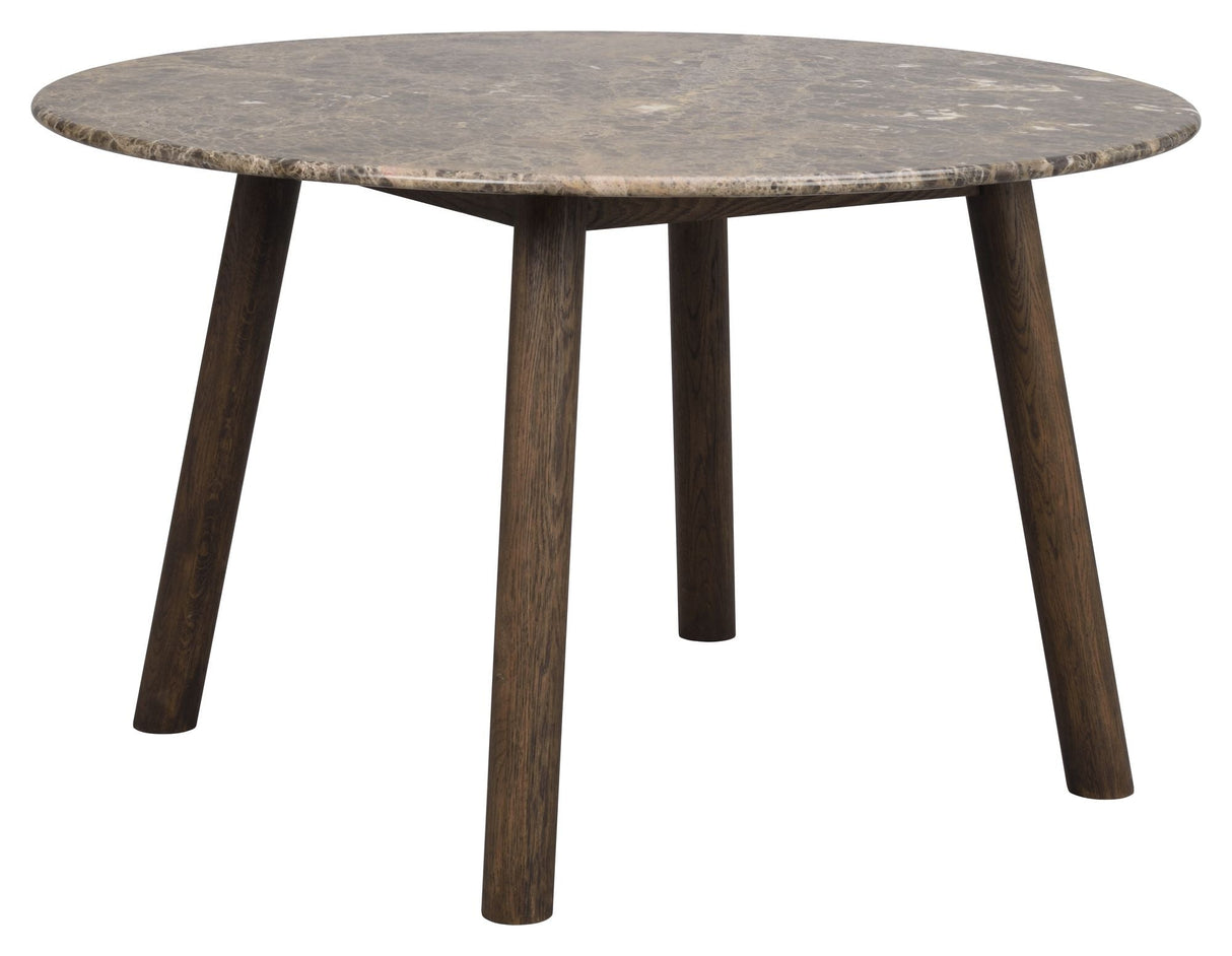Taransay Spisebord, Brun marmor, Brun eg, Ø125 - Unoliving.com