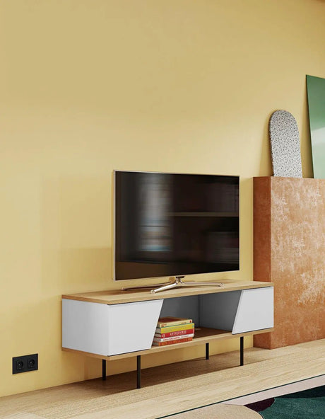 Temahome Dixie Tvbord - Egefinér/Mat Hvid