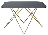 Tristar Sofabord, Børstet messing/Sort glas m. marmorlook - Unoliving.com