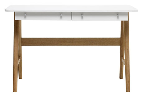 Turin Skrivebord m. 2 skuffer - Finér/Hvid, B120