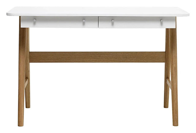 Turin Skrivebord m. 2 skuffer - Finér/Hvid, B120
