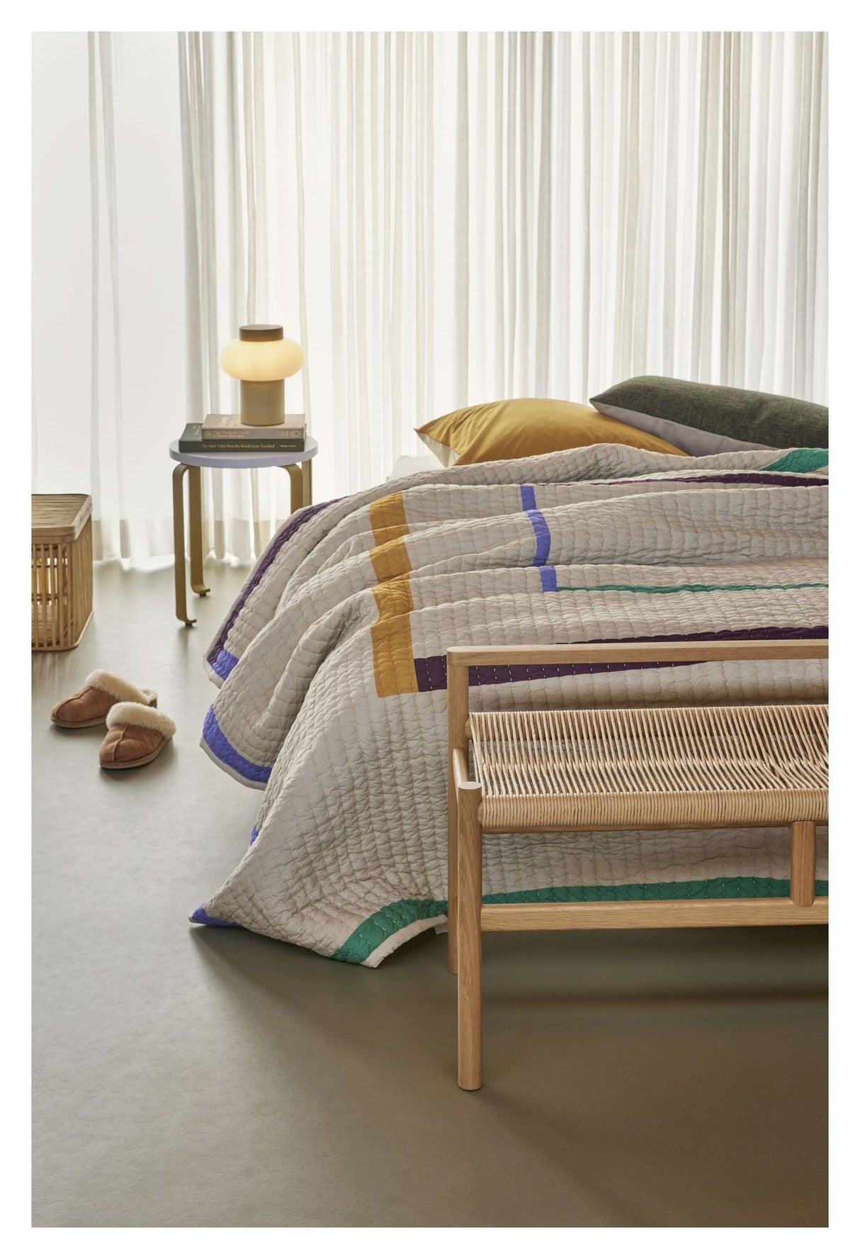 Twist Sengetæppe Firkantet 260x260 Sand/ Flerfarvet - Unoliving.com