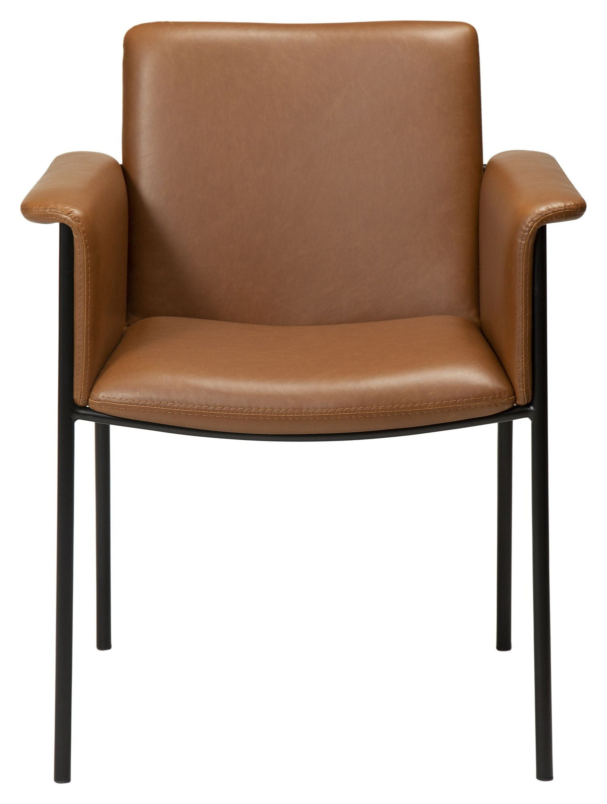 Vale Spisebordsstol m. arm, vintage lysebrun kunstlæder - Unoliving.com