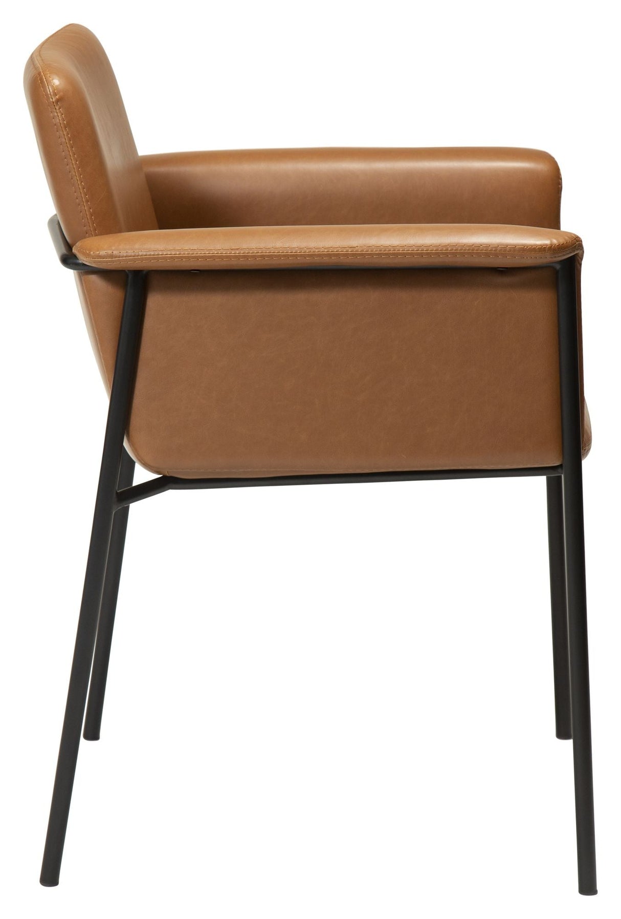 Vale Spisebordsstol m. arm, vintage lysebrun kunstlæder - Unoliving.com