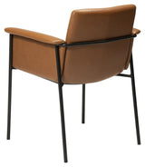Vale Spisebordsstol m. arm, vintage lysebrun kunstlæder - Unoliving.com
