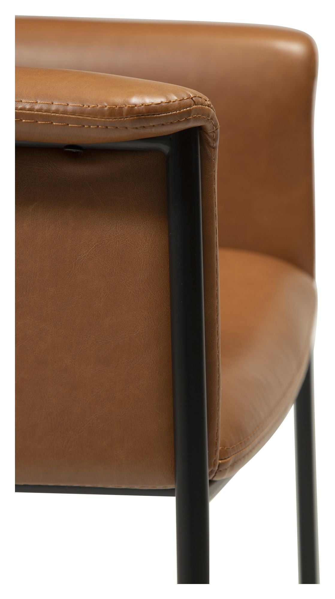 Vale Spisebordsstol m. arm, vintage lysebrun kunstlæder - Unoliving.com