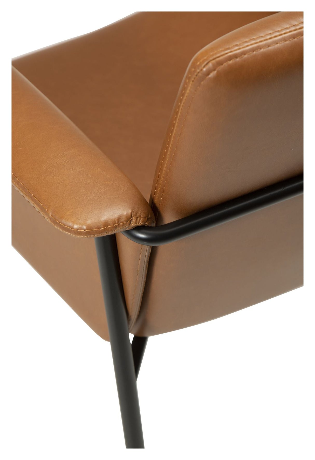 Vale Spisebordsstol m. arm, vintage lysebrun kunstlæder - Unoliving.com