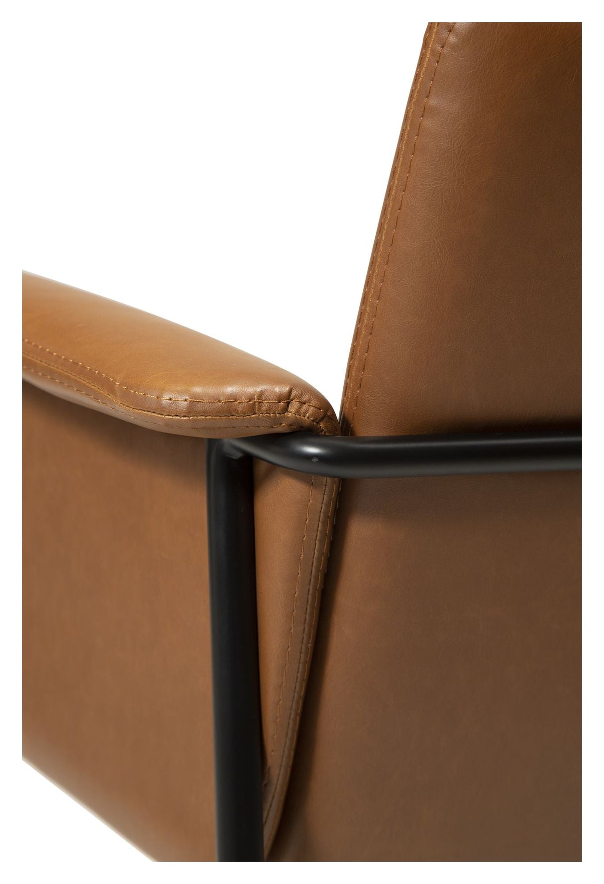 Vale Spisebordsstol m. arm, vintage lysebrun kunstlæder - Unoliving.com
