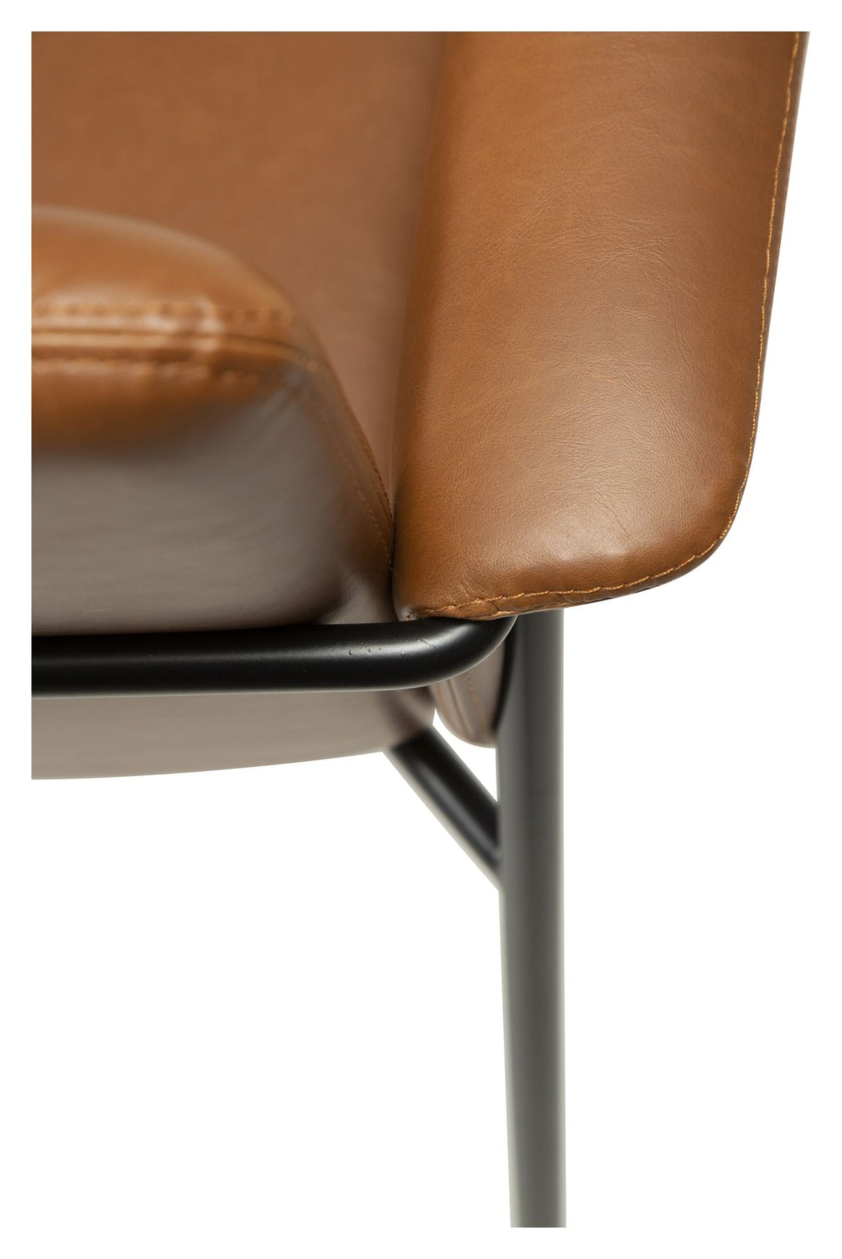Vale Spisebordsstol m. arm, vintage lysebrun kunstlæder - Unoliving.com