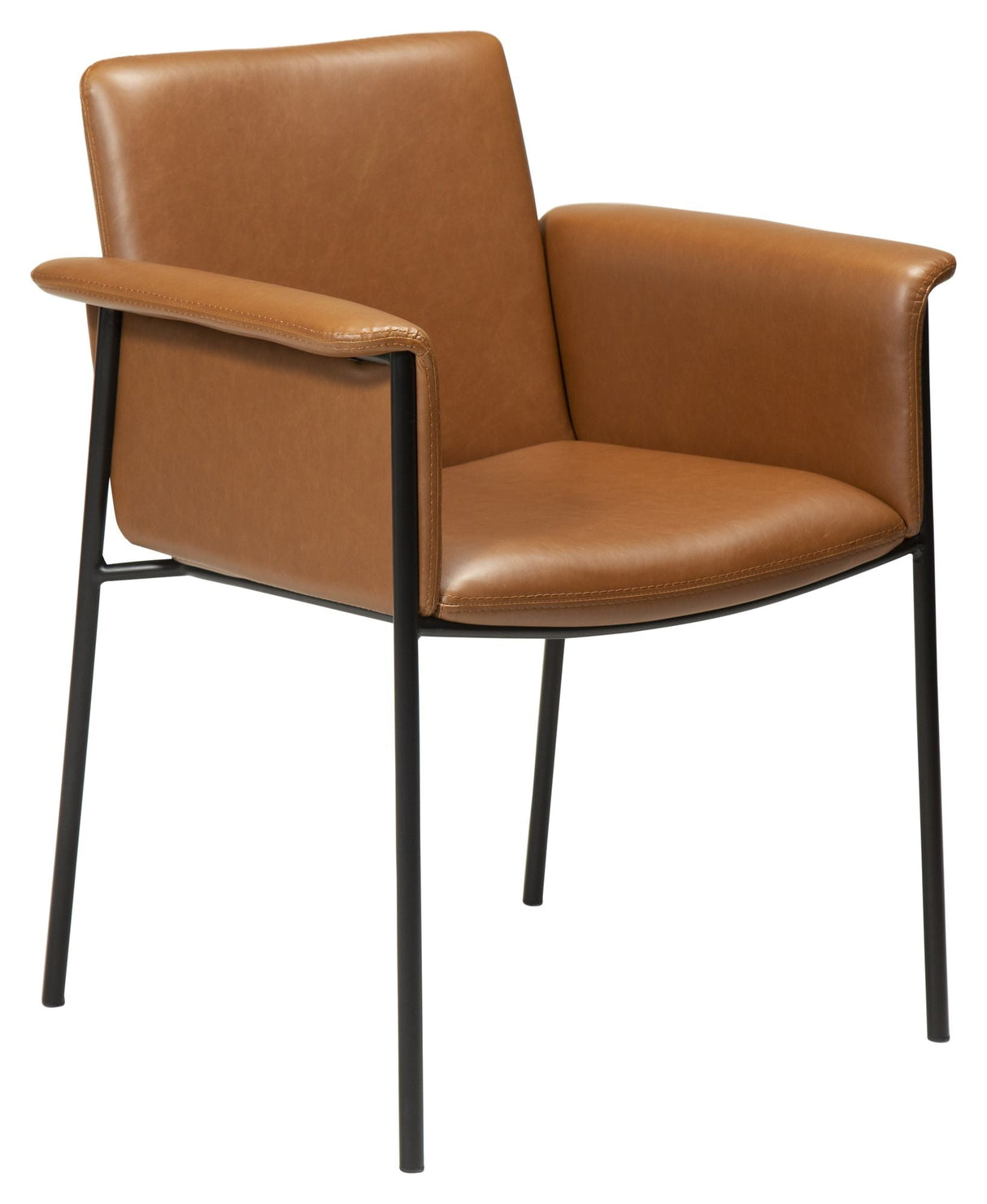 Vale Spisebordsstol m. arm, vintage lysebrun kunstlæder - Unoliving.com