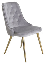 Velvet Deluxe Spisebordsstol, Grå Velour, messing