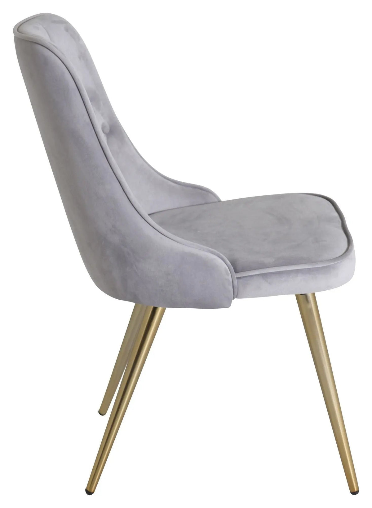 Velvet Deluxe Spisebordsstol, Grå Velour, messing