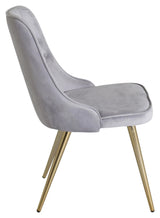 Velvet Deluxe Spisebordsstol, Grå Velour, messing
