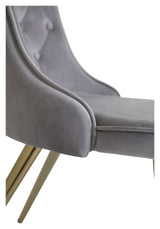Velvet Deluxe Spisebordsstol, Grå Velour, messing