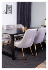 Velvet Deluxe Spisebordsstol, Grå Velour, messing